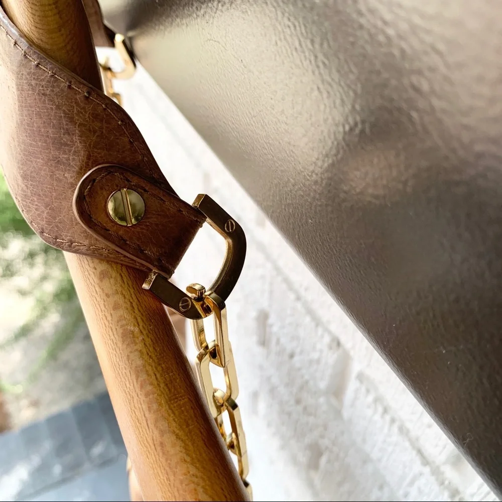Tory Burch Tan Patterned Gold Chain Shoulder Bag